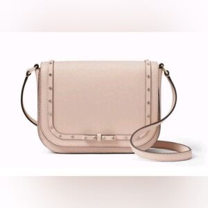 Kate Spade Designer Pink Studded Laurel way Bow Ribbon jewel Crossbody Bag Purse